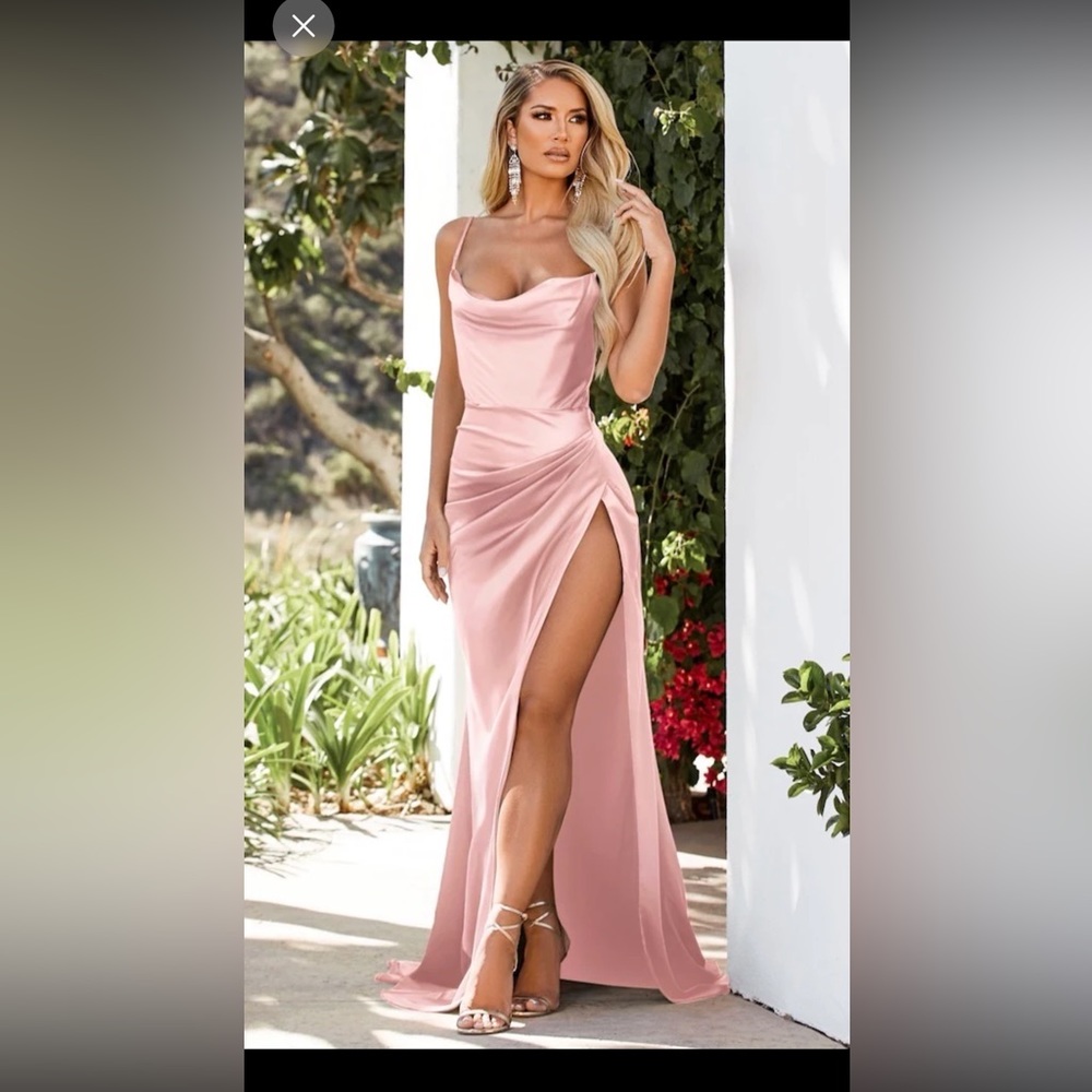 Brand new..High Split Gown! Blush color! Size 8! No alterations done